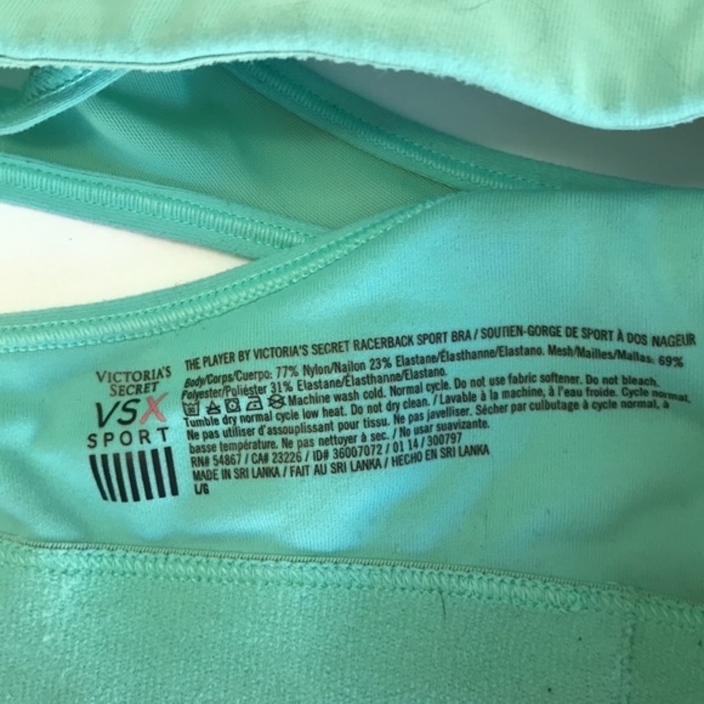VICTORIA’S SECRET VSX sports bra size Large, race back mesh style, mint green‎ - Picture 5 of 5